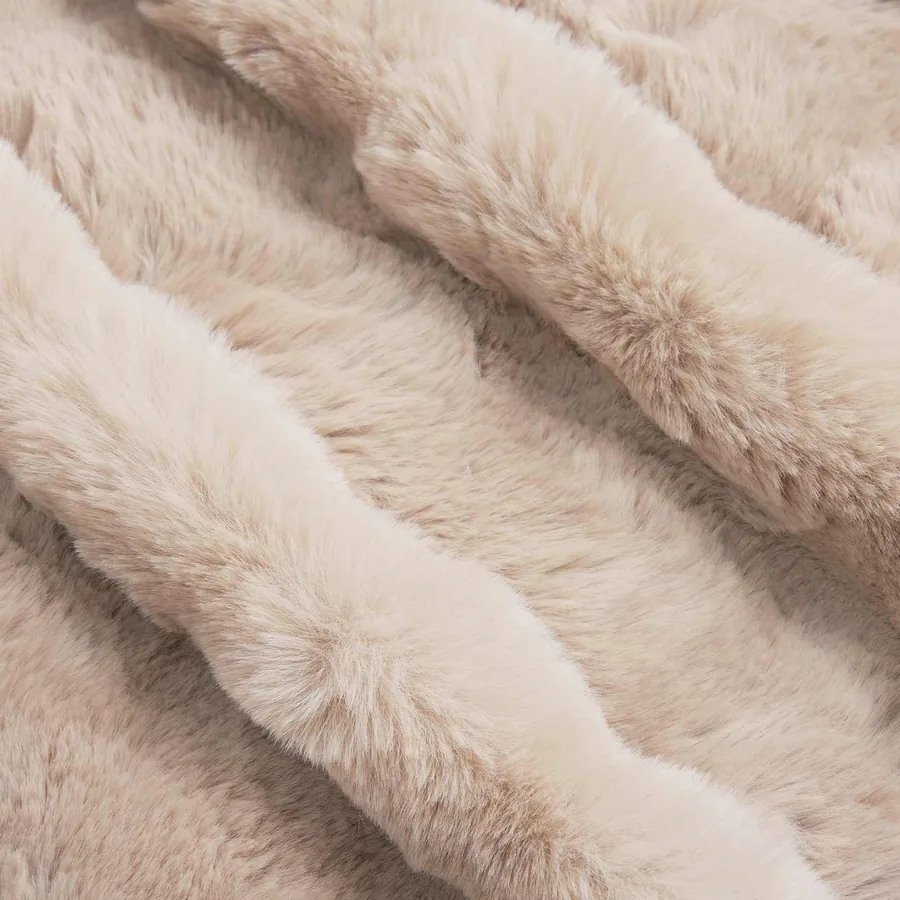 Couverture antidérapante en fausse de lapin Olite 4 pcs Beige - 9