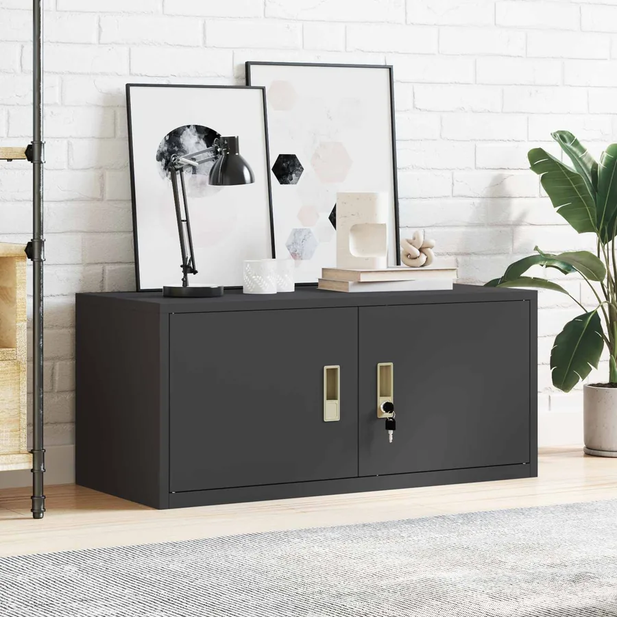 Armoire de rangement Noir 90 x 40 x 40 cm Acier - 4