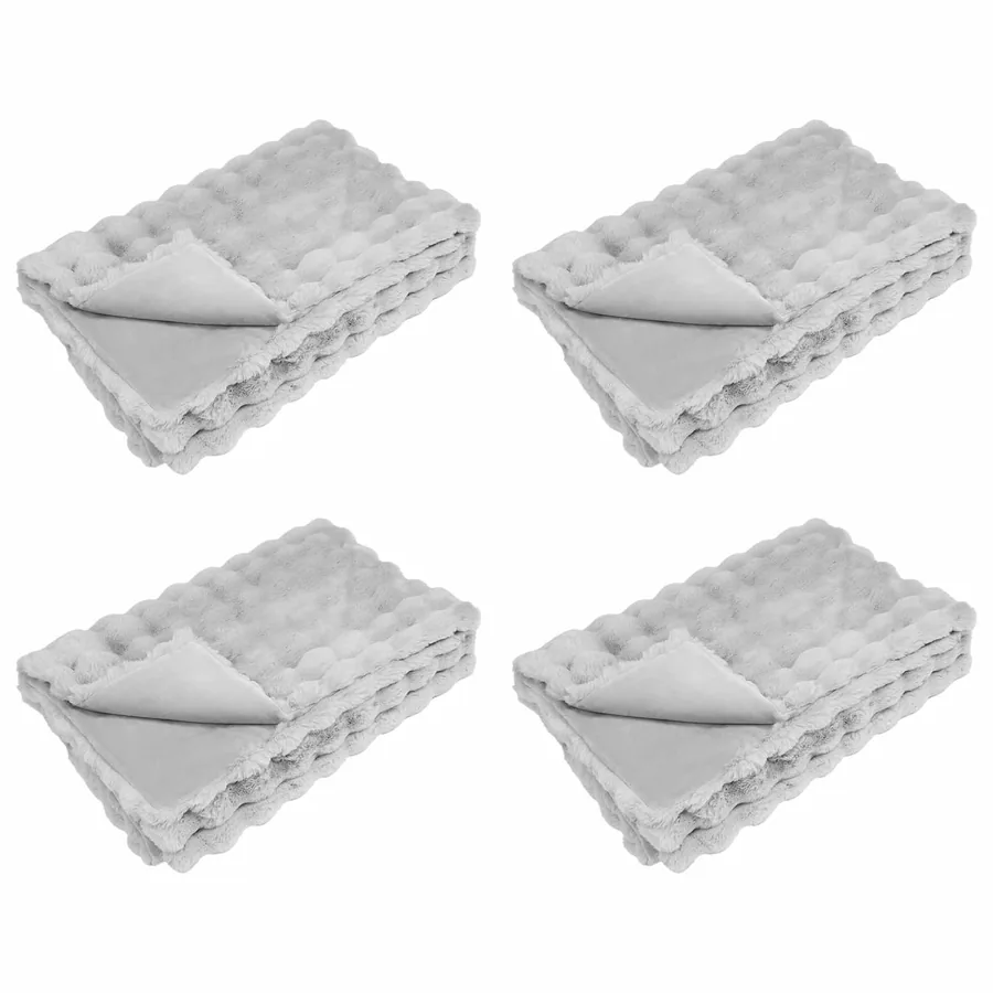 Couverture antidérapante en fausse de lapin Olite 4 pcs Gris - 2