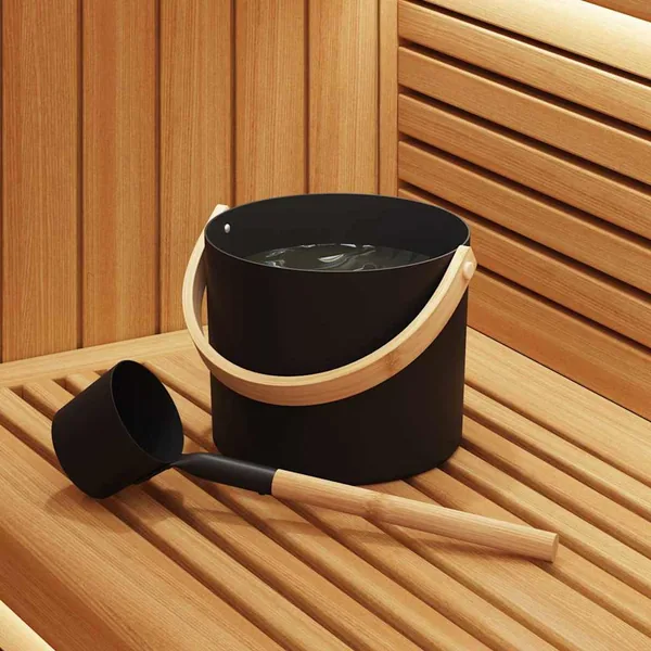 Ensemble d'accessoires de sauna 2 pcs Noir