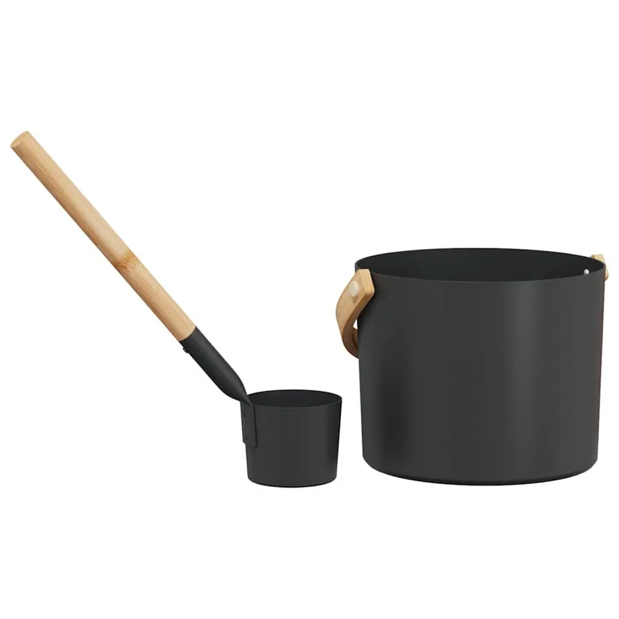 Ensemble d'accessoires de sauna 2 pcs Noir - 5