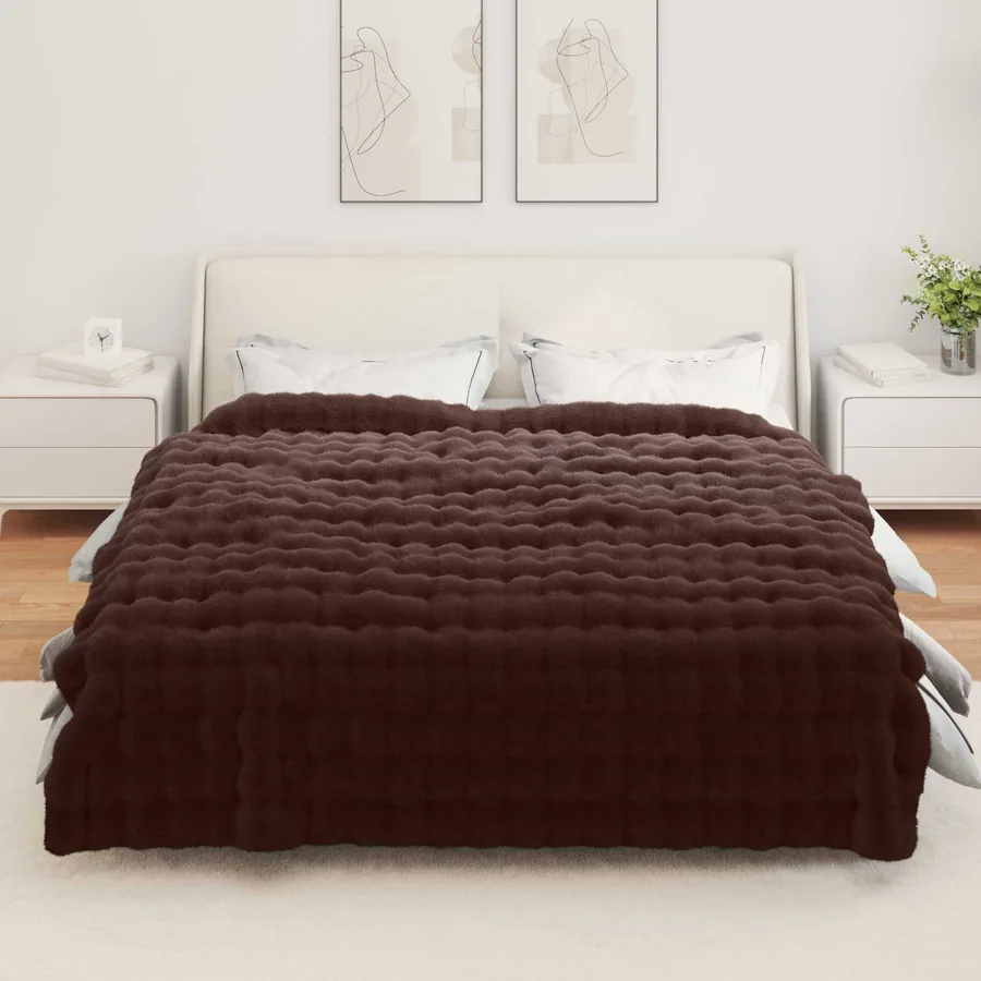 Couverture antidérapante en fausse de lapin Olite 4 pcs Camel - 4