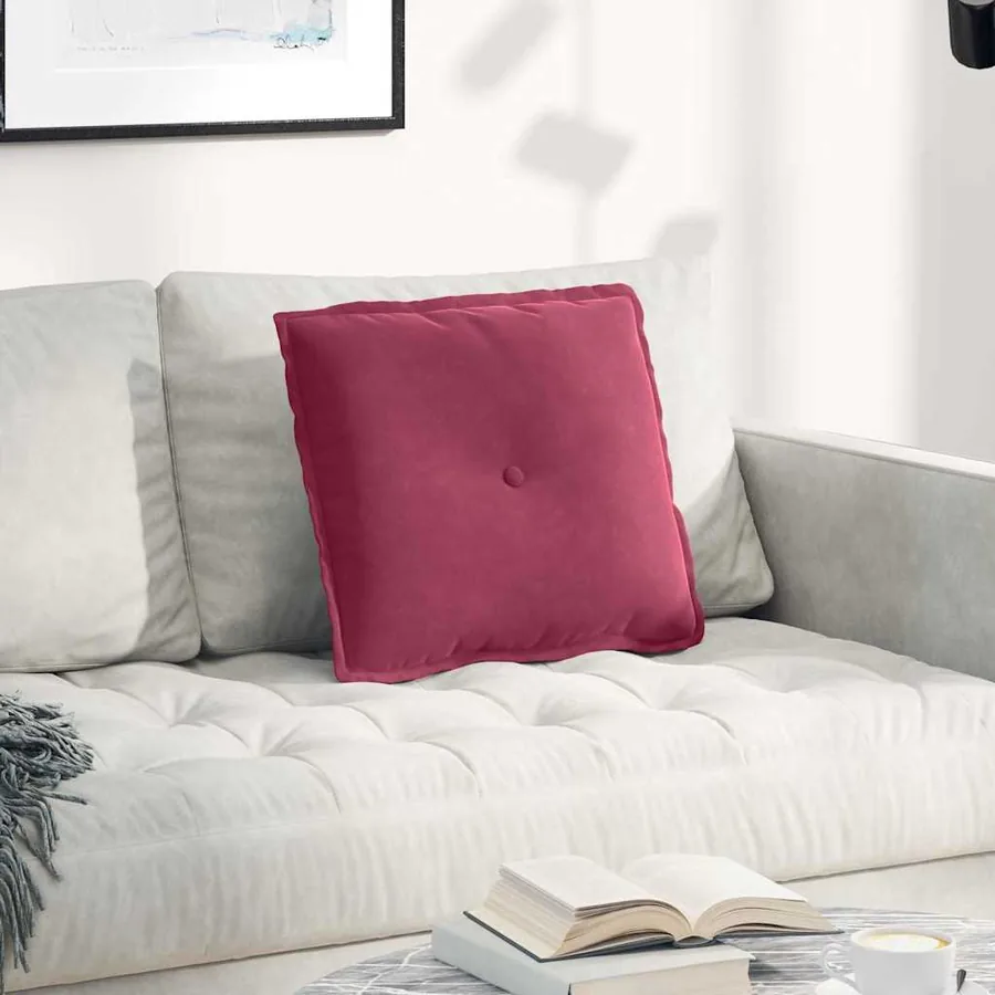 Coussin de Dos Bordeaux 50 x 45 cm Tissu en velours côtelé