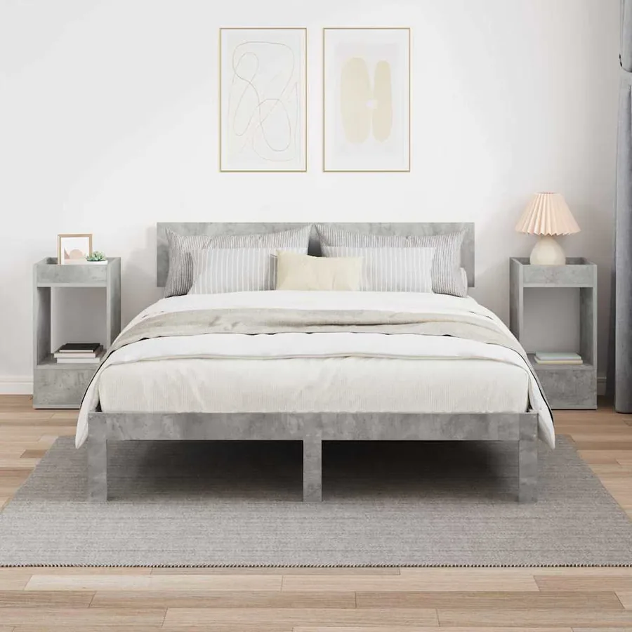 Table d'appoint 2 pcs Gris béton 30 x 30 x 56 cm - 4
