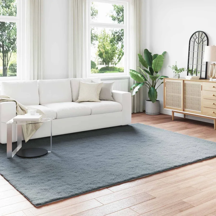 Tapis antidérapant en fausse de lapin OLITE Anthracite