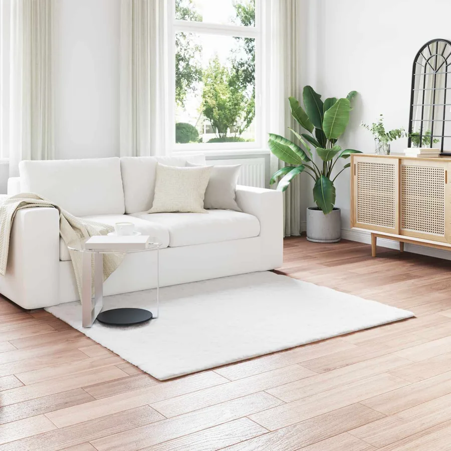 Tapis antidérapant en fausse de lapin OLITE Blanc 160 x 160 cm