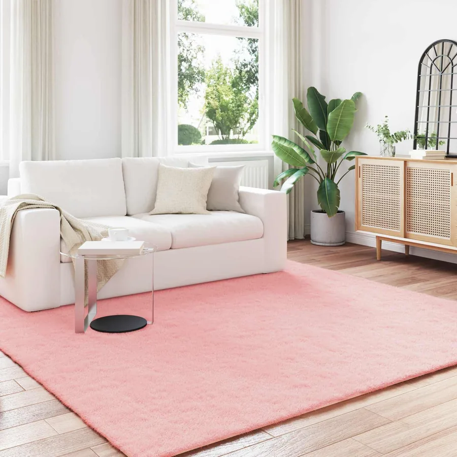 Tapis antidérapant en fausse de lapin OLITE Rose 240 x 240 cm
