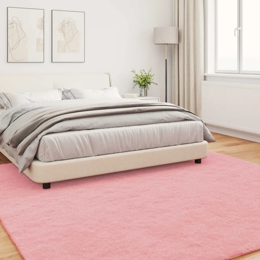 Tapis antidérapant en fausse de lapin OLITE Rose 240 x 240 cm - 4