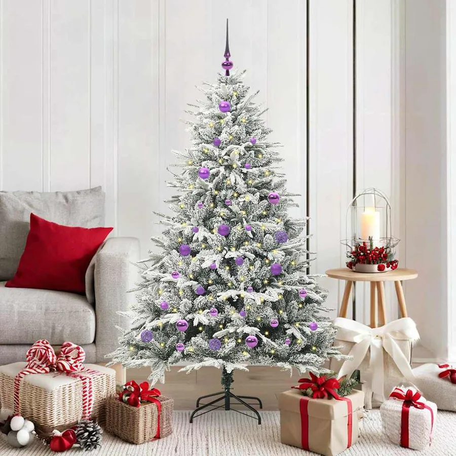 Arbre de Noël artificiel pré-éclairé avec ensemble de boules