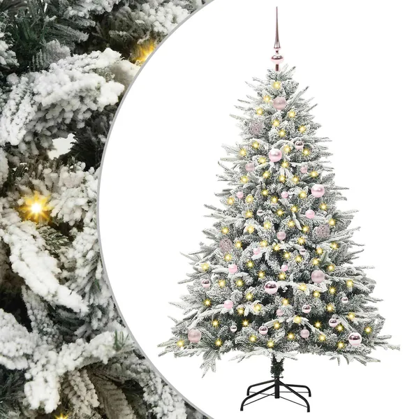 Arbre de Noël artificiel pré-éclairé avec ensemble de boules