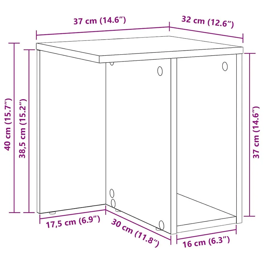 Table d'appoint Chêne fumé 37 x 32 x 40 cm Bois d'ingénierie - 12