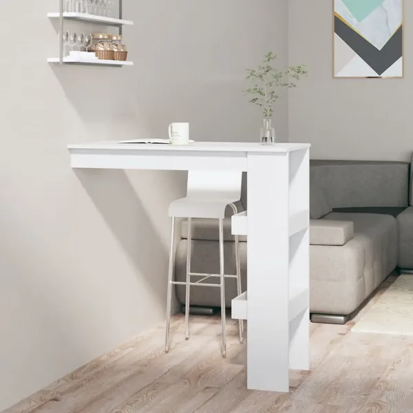Table de bar murale Blanc 102x45x103,5 cm Bois d'ingénierie
