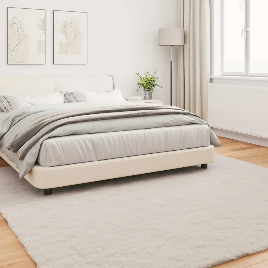 Tapis antidérapant en fausse de lapin OLITE Beige 200 x 200 cm - 4