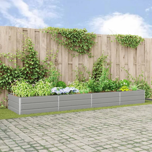 Jardinière Gris clair 385 x 100 x 45 cm Acier galvanisé