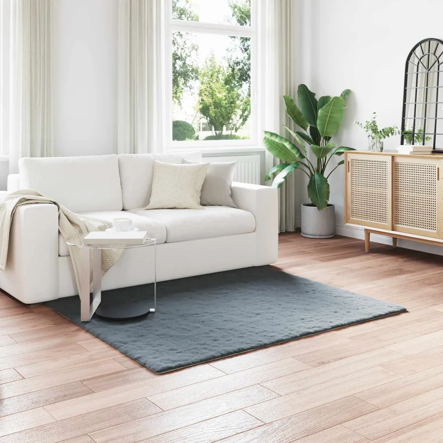 Tapis antidérapant en fausse de lapin OLITE Anthracite