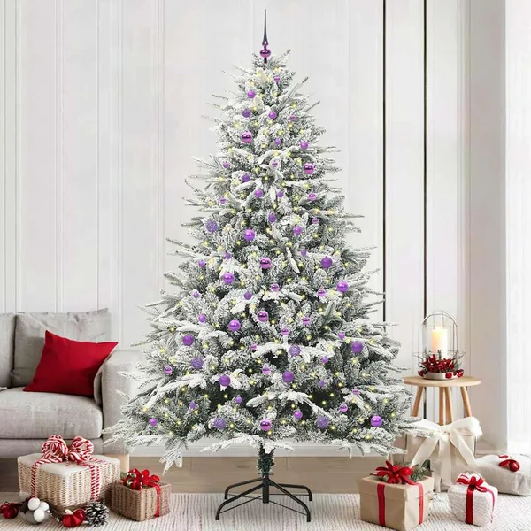 Arbre de Noël artificiel pré-éclairé avec ensemble de boules