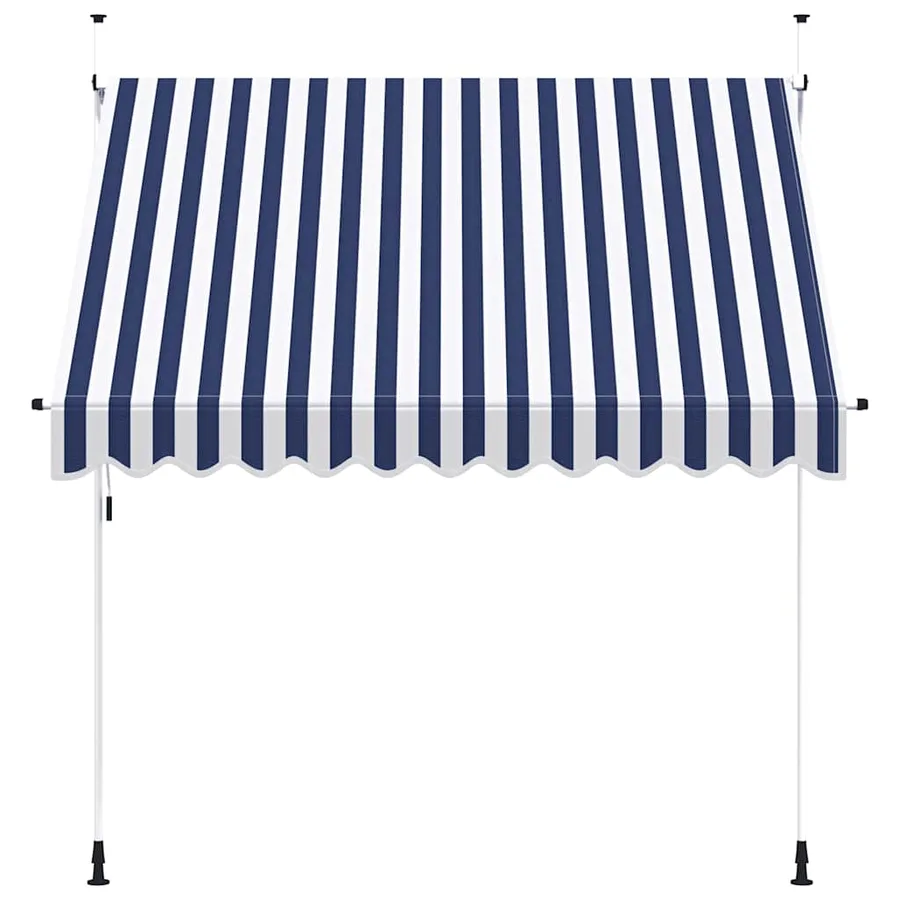 Auvent rétractable manuel 250 cm Rayures bleues et blanches - 3