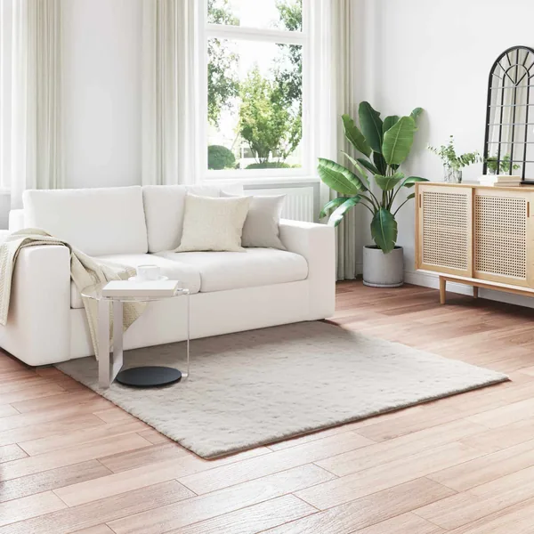 Tapis antidérapant en fausse de lapin OLITE Beige 120 x 120 cm