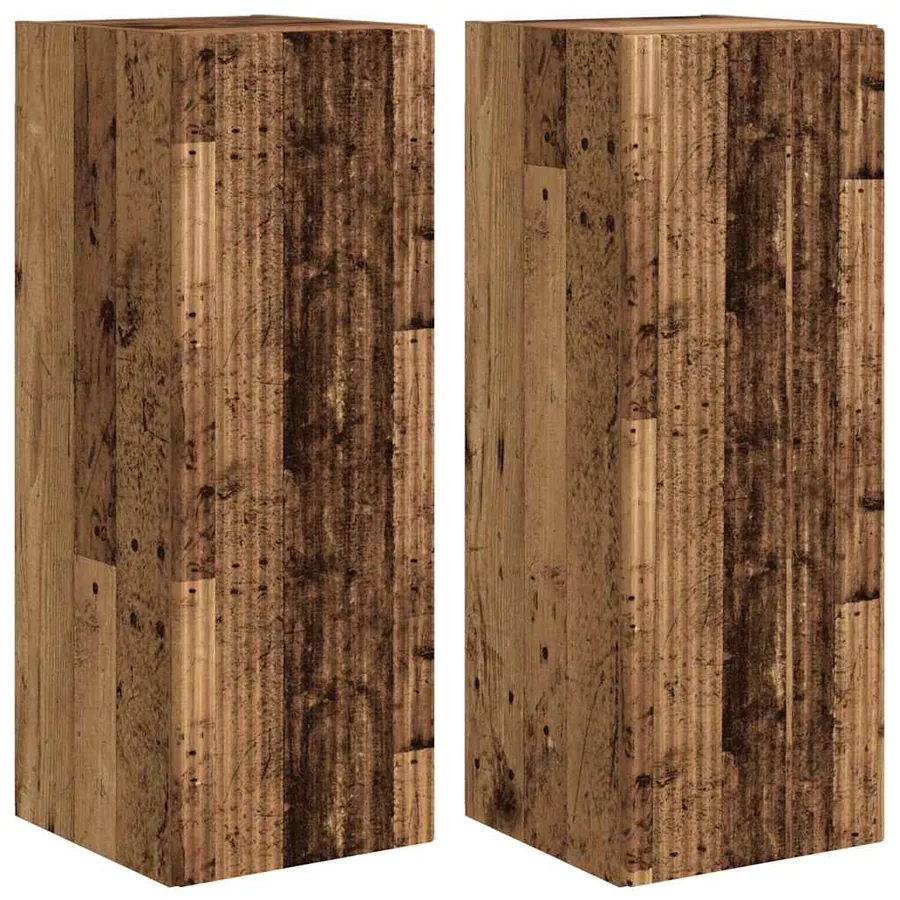 Meuble TV mural Montage mural 2 pcs Bois Ancien 30 x 31 x 80 cm - 2