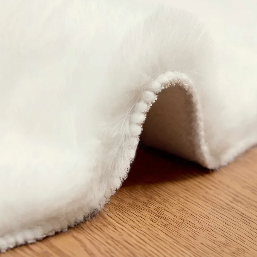Tapis antidérapant en fausse de lapin OLITE Crème Ø 120 cm - 5