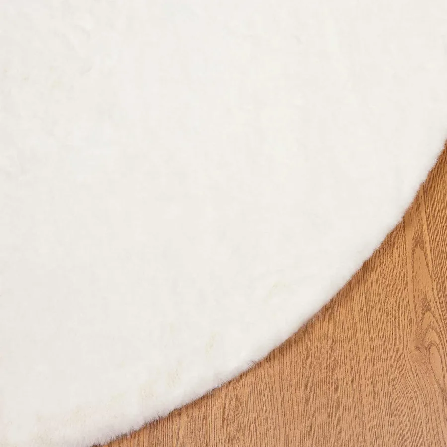 Tapis antidérapant en fausse de lapin OLITE Crème Ø 120 cm - 7