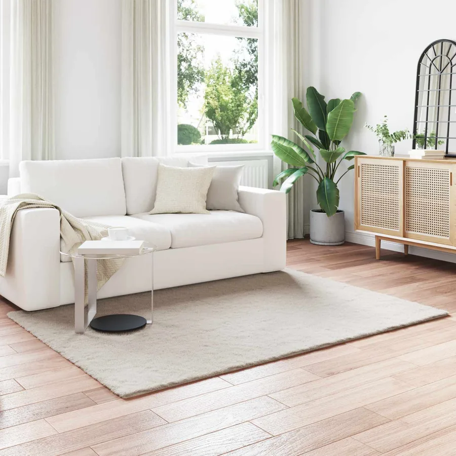 Tapis antidérapant en fausse de lapin OLITE Beige 120 x 170 cm