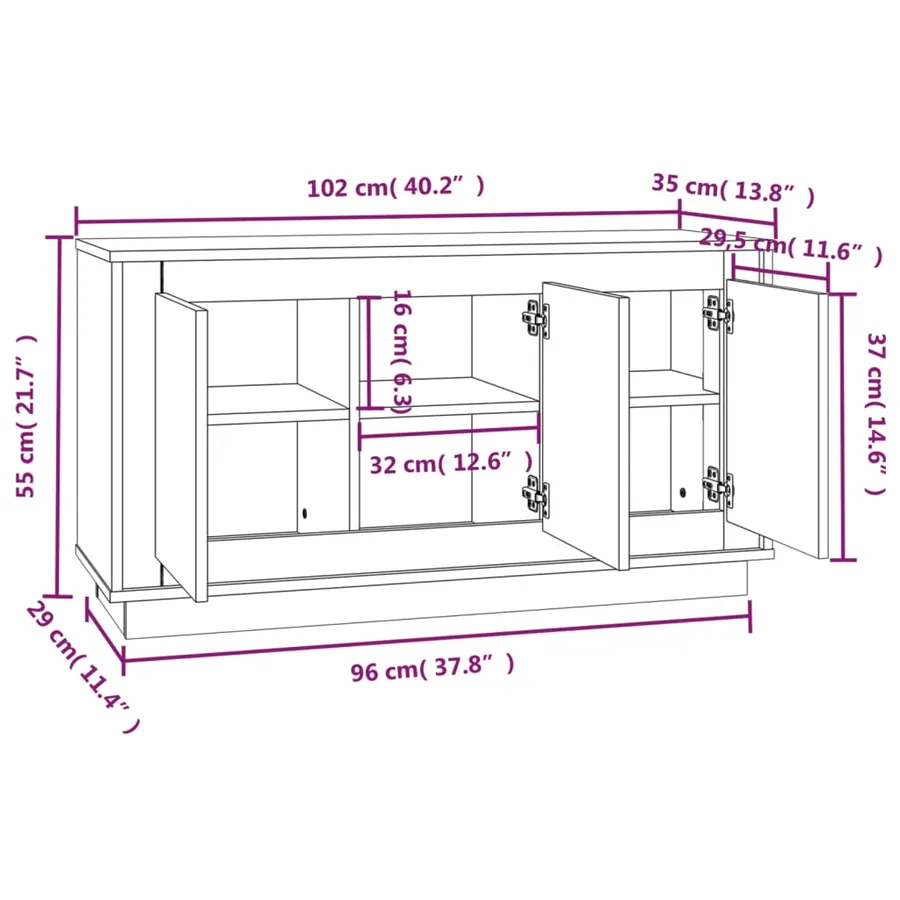 Buffet blanc 102x35x55 cm bois d'ingénierie - 9
