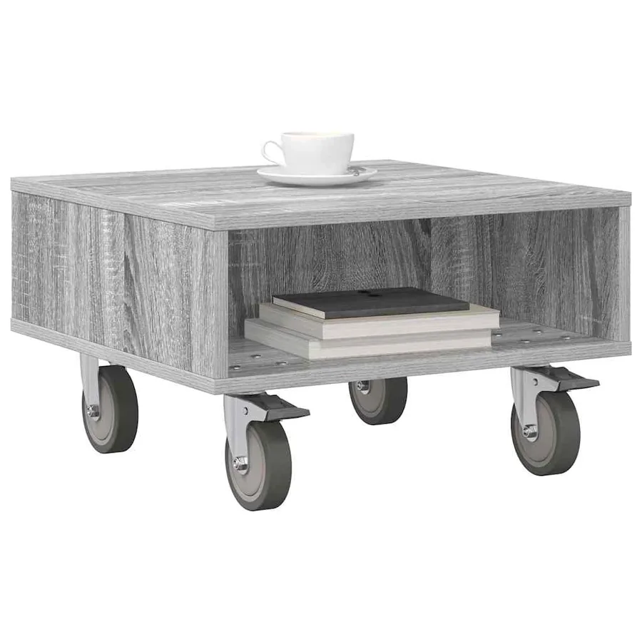 Table d'appoint avec roues Gris Sonoma 50,5 x 50 x 30 cm - 3