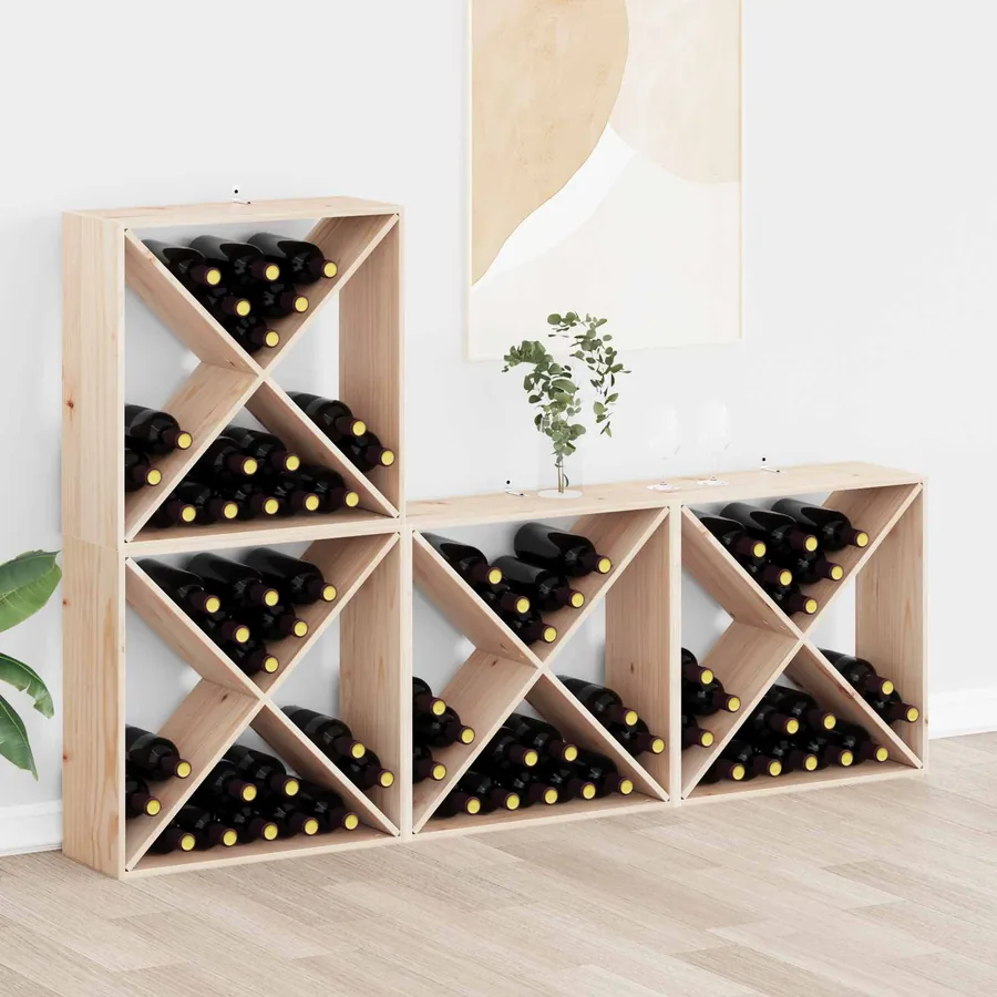 Étagère à vin 4 pcs Naturel 62 x 25 x 62 cm Pin massif