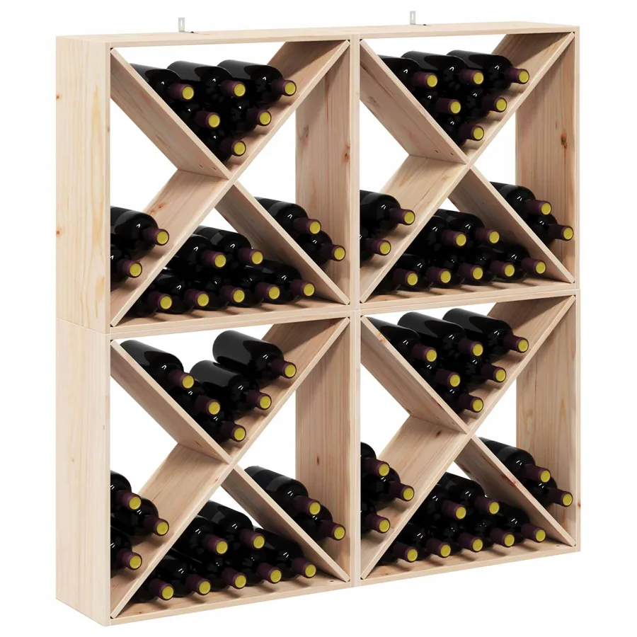 Étagère à vin 4 pcs Naturel 62 x 25 x 62 cm Pin massif - 3