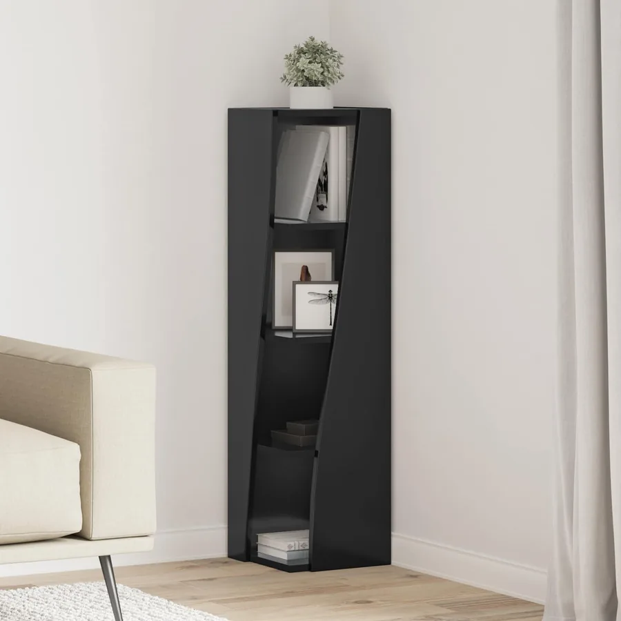 Meuble d'angle Noir 27,5x27x102cm Bois d'ingénierie