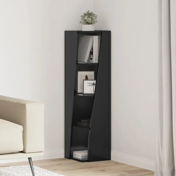 Meuble d'angle Noir 27,5x27x102cm Bois d'ingénierie