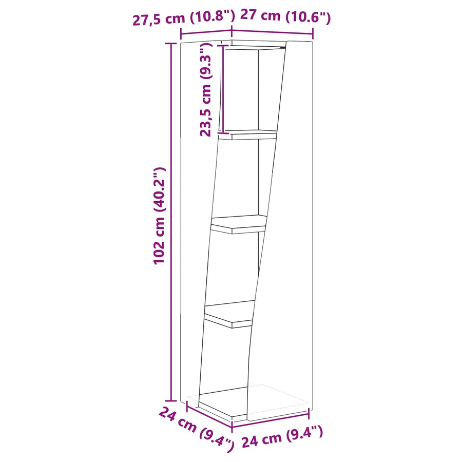 Meuble d'angle Noir 27,5x27x102cm Bois d'ingénierie - 8