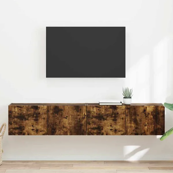 Meuble TV mural 2 pcs Chêne fumé 78,5 x 31 x 29,5 cm