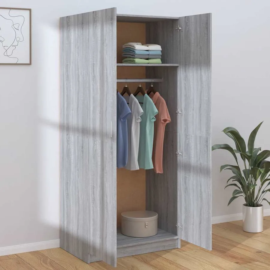 Garde-robe Sonoma gris 80x52x180 cm Bois d'ingénierie - 3