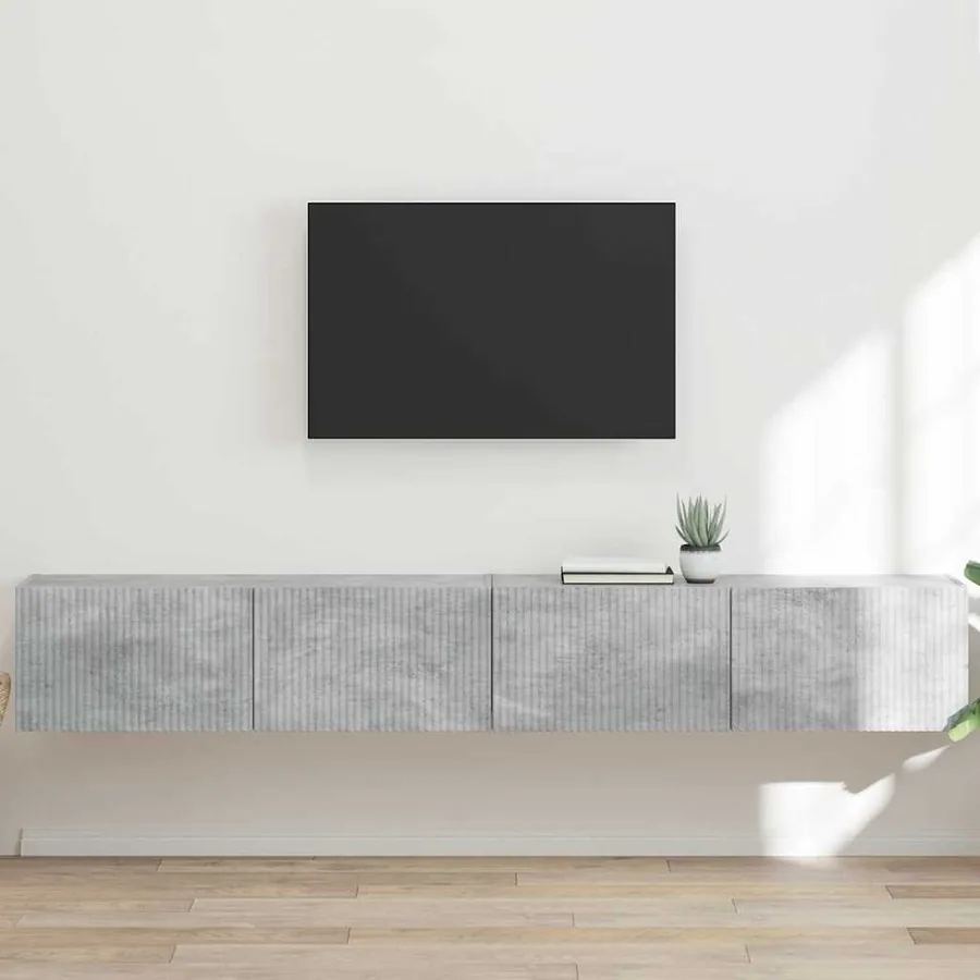 Meuble TV mural 2 pcs Béton 98 x 31 x 29,5 cm Bois d'ingénierie