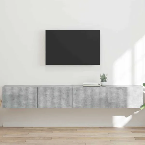 Meuble TV mural 2 pcs Béton 98 x 31 x 29,5 cm Bois d'ingénierie