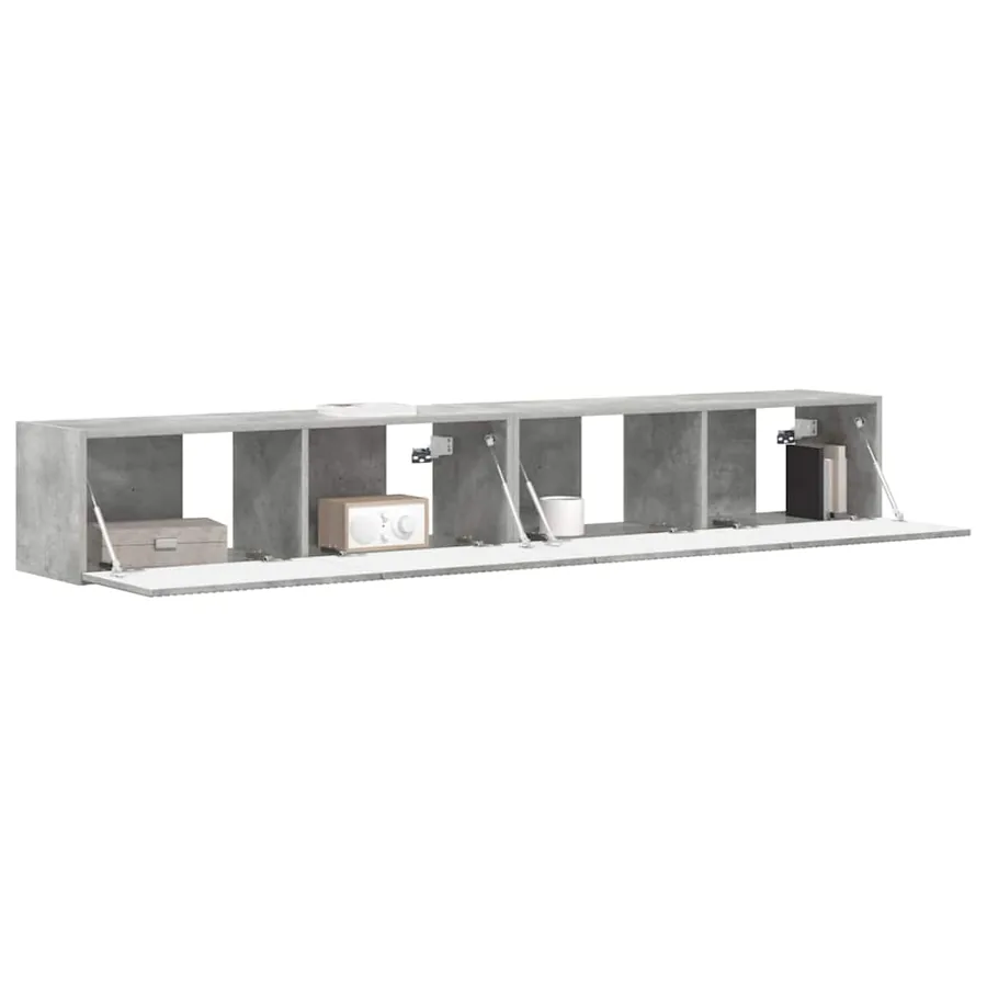 Meuble TV mural 2 pcs Béton 98 x 31 x 29,5 cm Bois d'ingénierie - 3