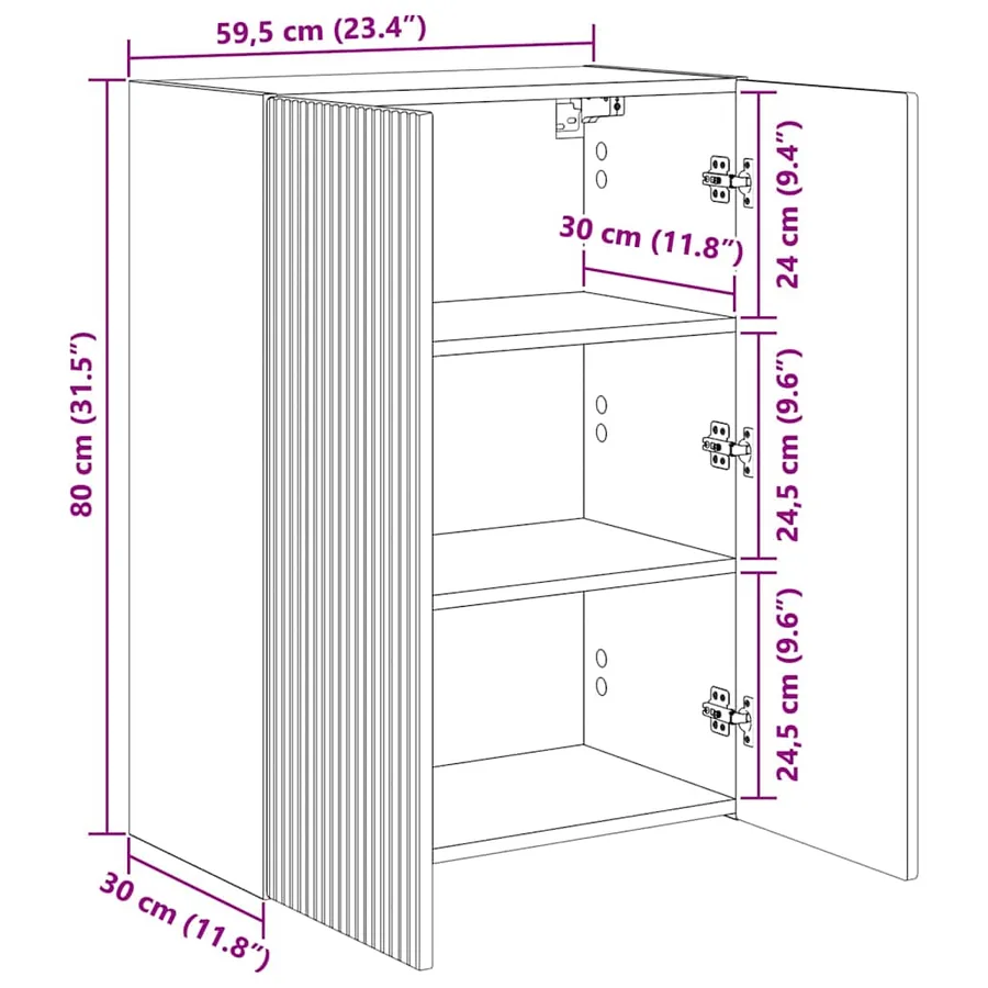 Meuble TV mural Gris Sonoma 59,5 x 31 x 80 cm Bois d'ingénierie - 13