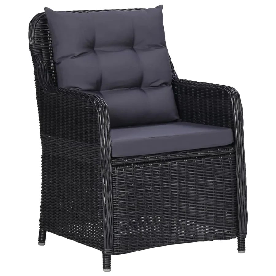 Ensemble à manger de jardin 3 pcs Noir - 4