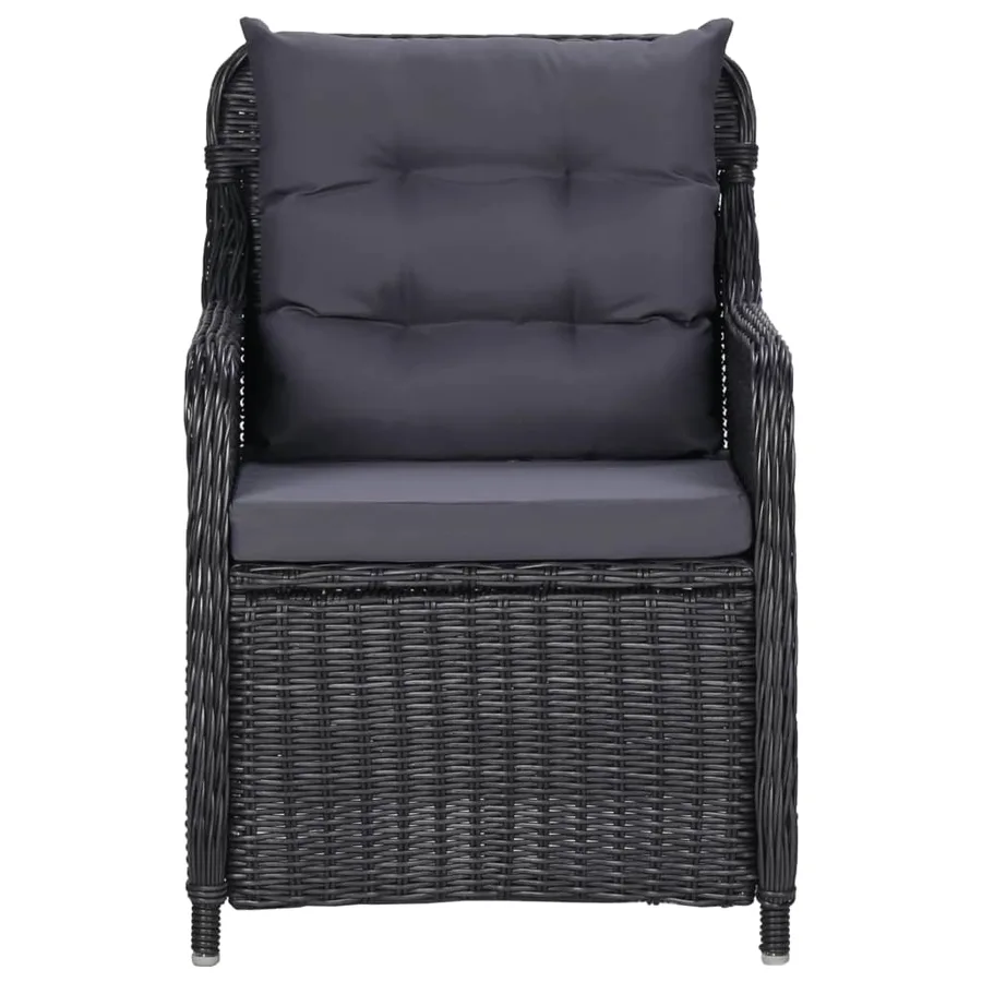 Ensemble à manger de jardin 3 pcs Noir - 5