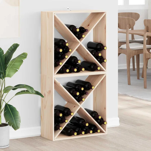 Étagère à vin 2 pcs Naturel 62 x 25 x 62 cm Pin massif