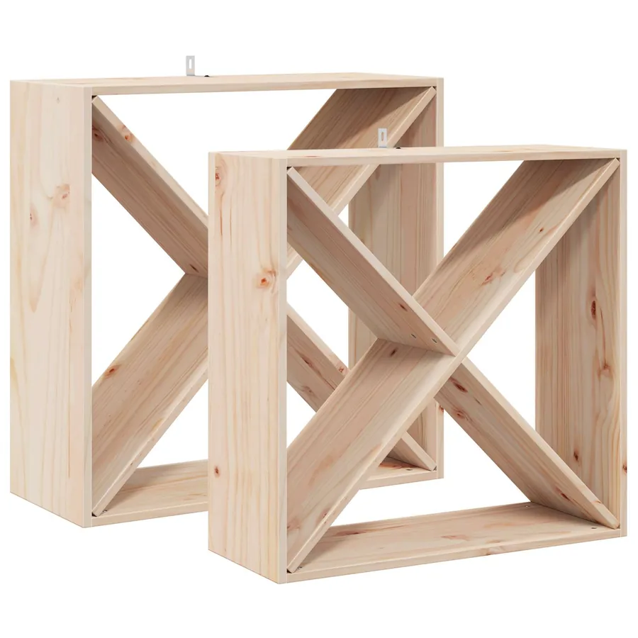 Étagère à vin 2 pcs Naturel 62 x 25 x 62 cm Pin massif - 2