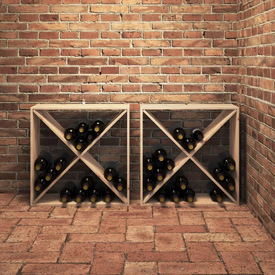 Étagère à vin 2 pcs Naturel 62 x 25 x 62 cm Pin massif - 4