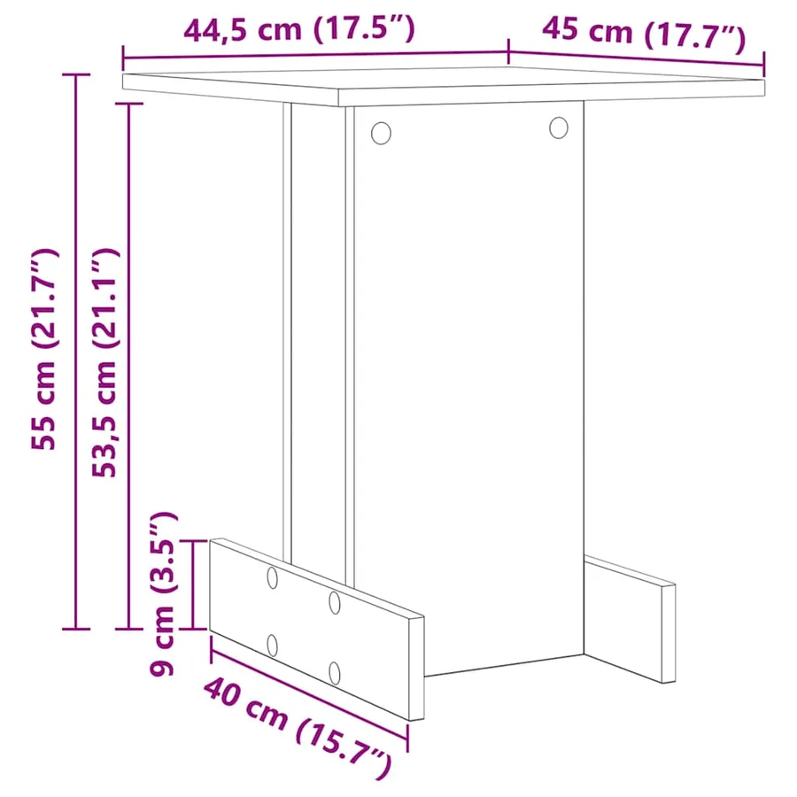 Table d'appoint Chêne artisanal 44,5 x 45 x 55 cm - 12