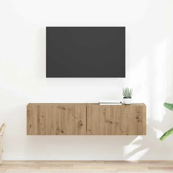 Meuble TV mural 2 pcs Chêne artisan Bois d'ingénierie