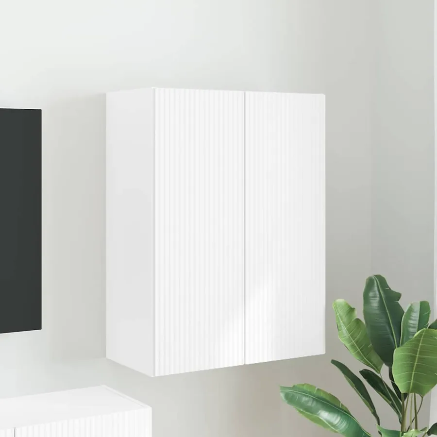Meuble TV mural Blanc 59,5 x 31 x 80 cm Bois d'ingénierie