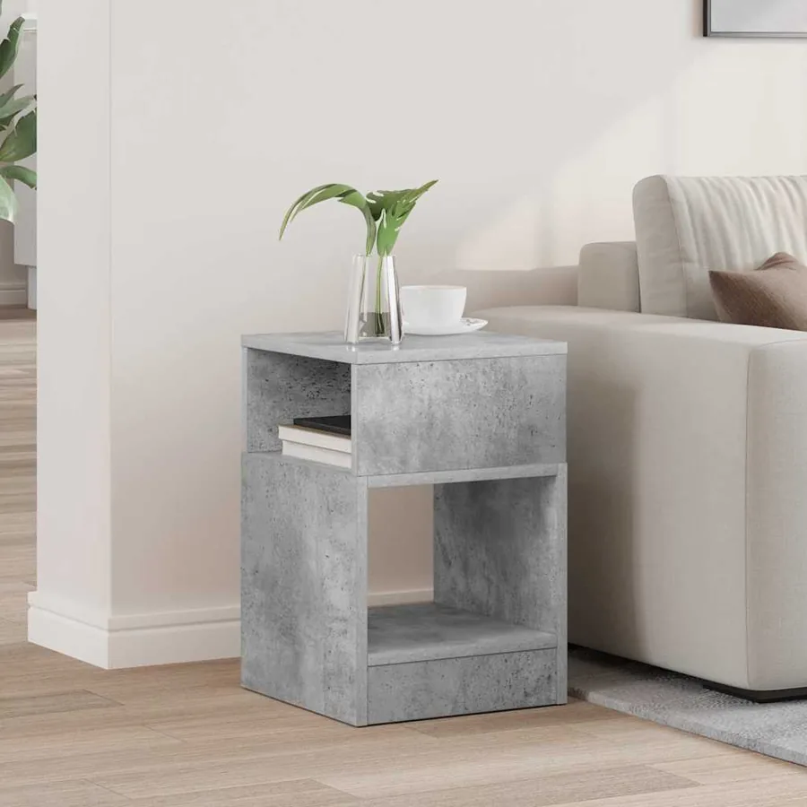 Table d'appoint Gris béton 30,5 x 30 x 45 cm Bois d'ingénierie