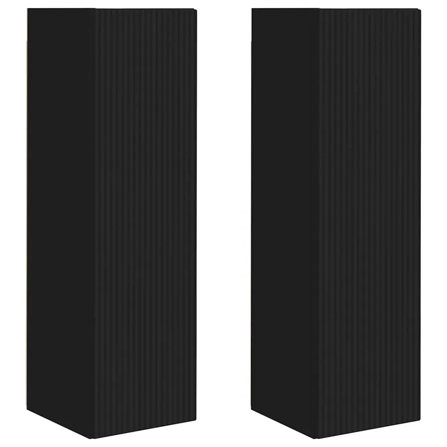 Meuble TV mural 2 pcs Noir 30 x 31 x 100 cm Bois d'ingénierie - 2