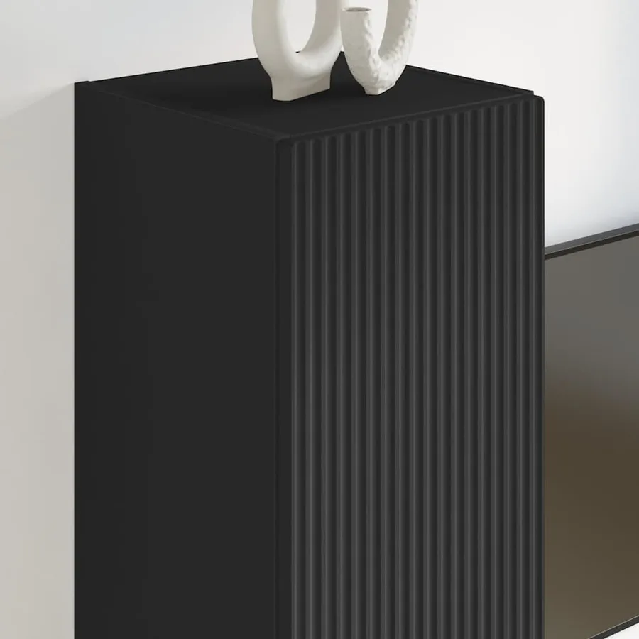 Meuble TV mural 2 pcs Noir 30 x 31 x 100 cm Bois d'ingénierie - 4